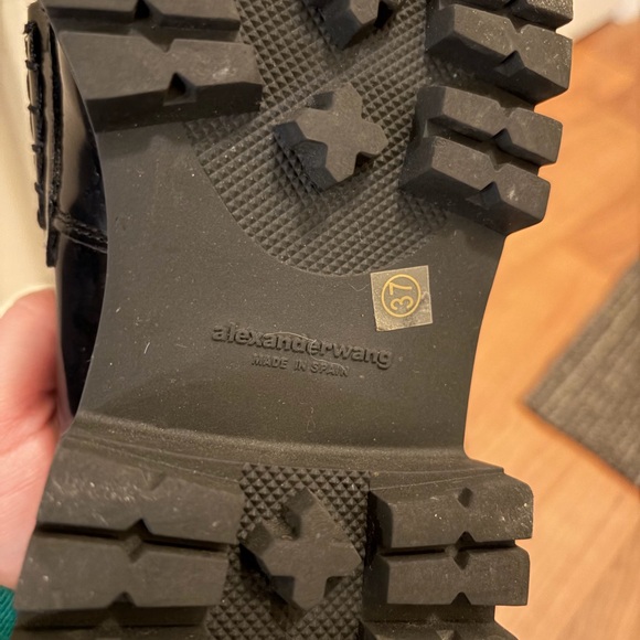 Alexander Wang Black Patent Leather Chunky Loafers with Gold Logo - Picture 4 of 5